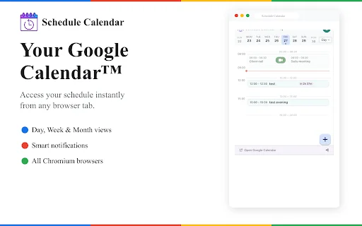 Schedule Calendar: Gerencie sua Agenda Google no Chrome - Screenshot 1