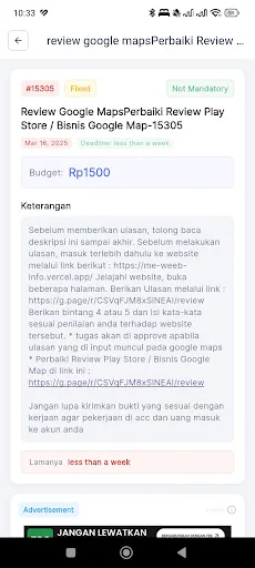 Gudang Tugas: Ganhe Dinheiro Real Realizando Microtarefas Online - Screenshot 8