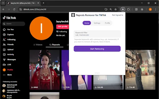 Remover Repost no TikTok: Limpe Seus Reposts Rapidamente - Screenshot 1