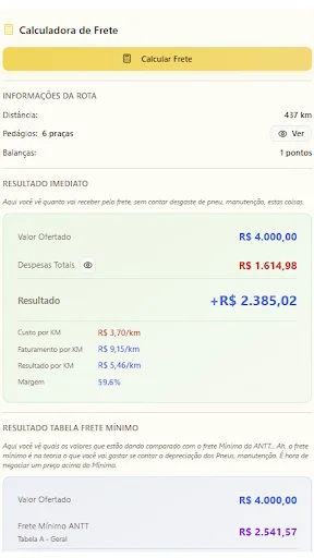 Zé Boléia: Calcule Fretes e Gerencie Suas Viagens Facilmente - Screenshot 4