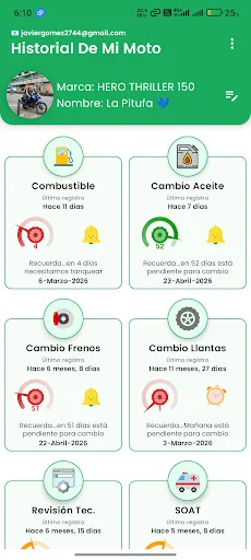 Historial Moto Mantenimiento: Controle a Manutenção da Sua Moto - Screenshot 1