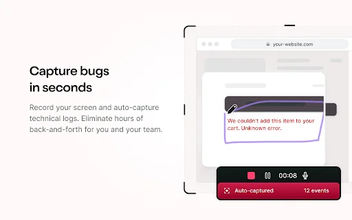 Jam: Reporte e Resolva Bugs 10x Mais Rápido | Extensão Browser - Screenshot 1