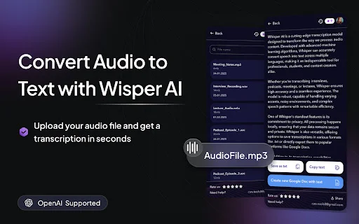 Whisper AI: Converta Áudio para Texto com Precisão e Rapidez - Screenshot 1