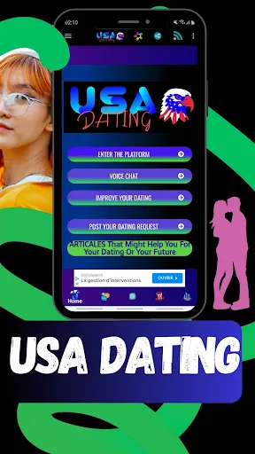 Baixar USA Dating – Conecte-se com Pessoas nos EUA e França - Screenshot 1
