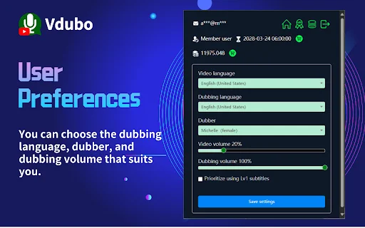 Vdubo: Dublagem AI para YouTube – Assista a vídeos em seu idioma - Screenshot 4