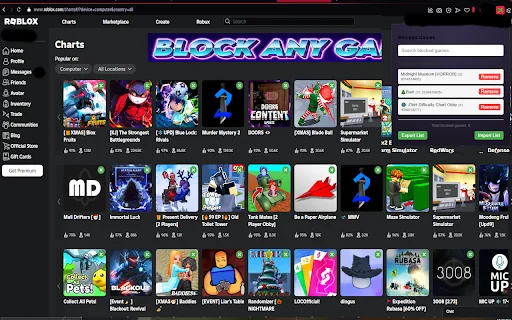 Roblox Game Blocker: Oculte Jogos Indesejados e Limpe seu Feed - Screenshot 3