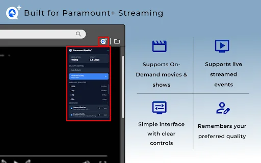 Paramount Quality+ – Controle a Resolução do Paramount+ Agora - Screenshot 2