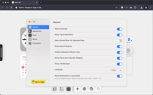 Mac New Tab: Transforme sua Nova Aba com o Estilo do macOS - Screenshot 3