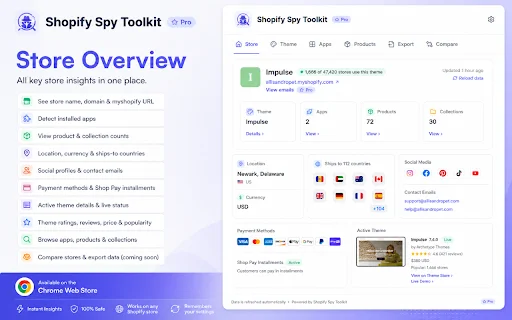 Shopify Spy Toolkit: Analise Lojas, Temas e Apps Facilmente - Screenshot 1