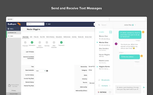 Sense Messaging for Chrome: Otimize seu Recrutamento Agora - Screenshot 1